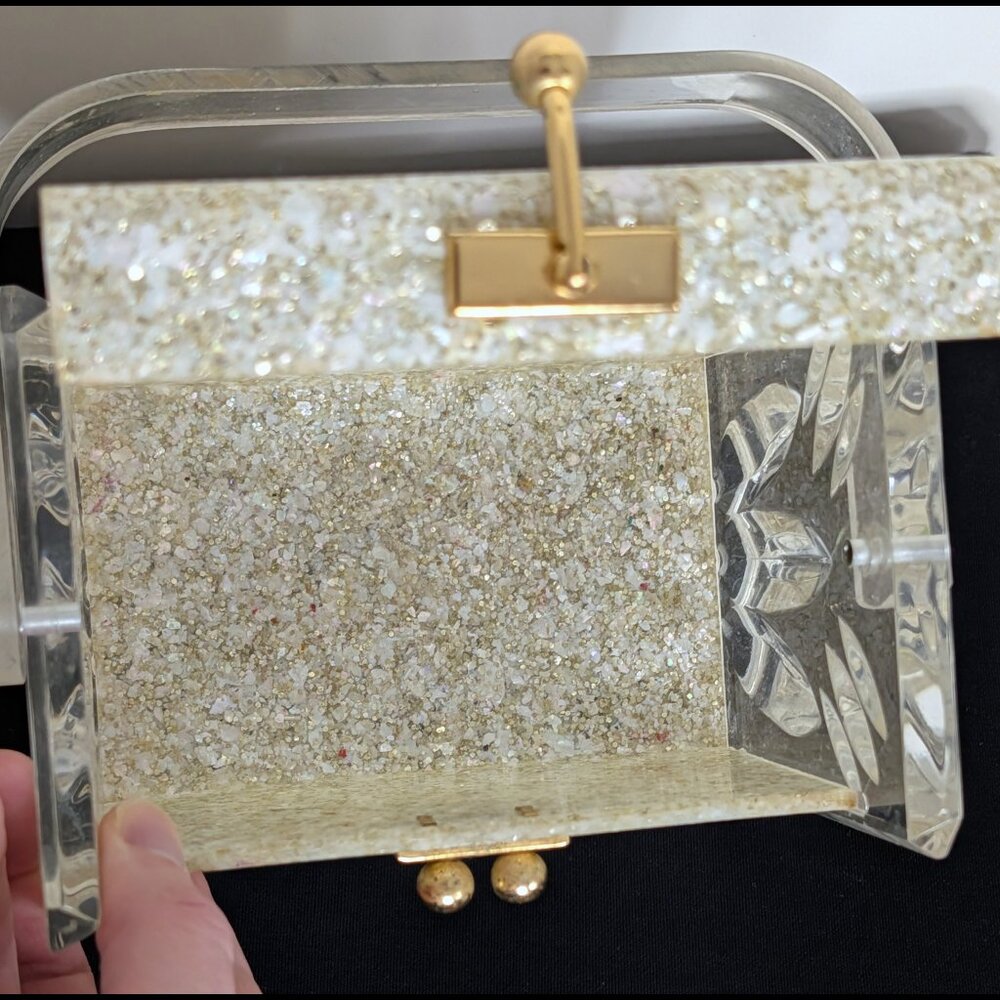 Amazing CHARLES KAHN Confetti Lucite Box Purse from the 1950s, VG-EX Cond - Picture 10 of 11